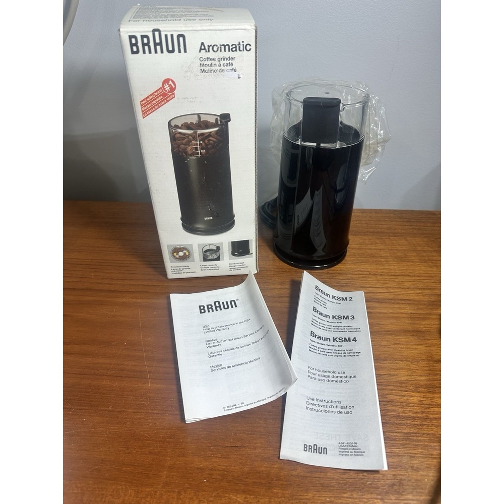 Braun Aromatic Coffee Grinder KSM 2B Black 2.5 oz ~ New In Box